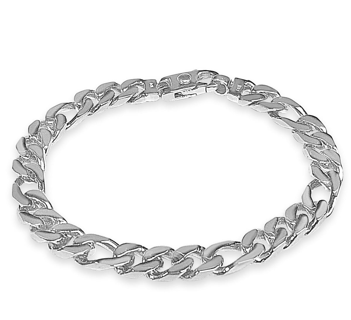 Figaro Solid White/Yellow/Rose Gold Handmade Bracelet , 8mm, 6.5-10 Inch