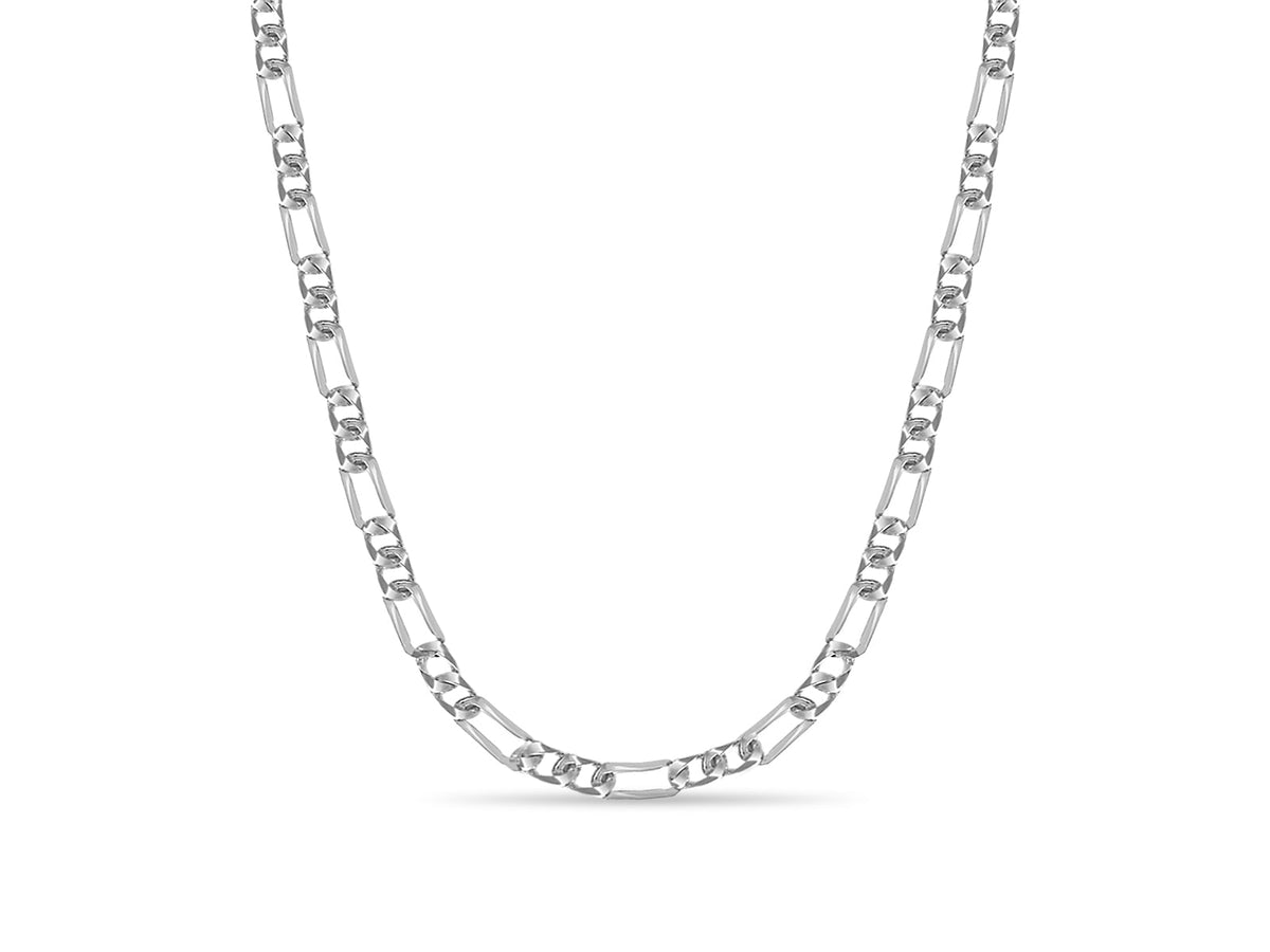 Figaro Solid White/Yellow/Rose Gold Handmade Necklace , 7mm, 16-30 Inch