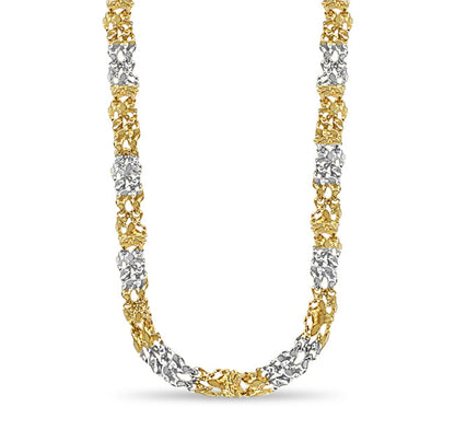 Nugget Solid White/Yellow/Rose Gold Handmade Necklace , 11mm, 16-30 Inch