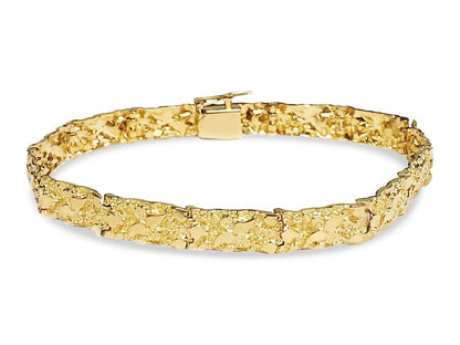 Nugget Solid White/Yellow/Rose Gold Handmade Bracelet , 7mm, 6.5-10 Inch