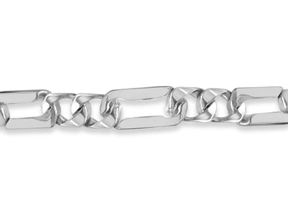 Figaro Solid White/Yellow/Rose Gold Handmade Bracelet , 7mm, 6.5-10 Inch