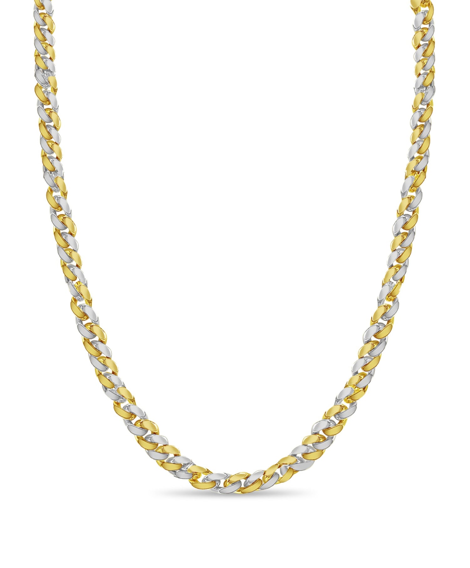Curb Solid White/Yellow/Rose Gold Handmade Necklace , 15mm, 16-30 Inch