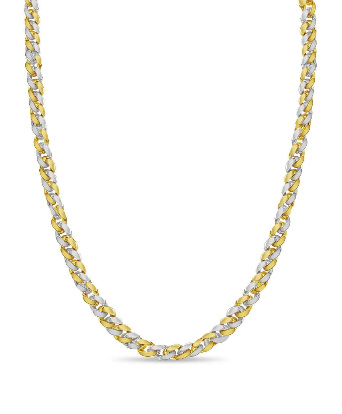 Curb Solid White/Yellow/Rose Gold Handmade Necklace , 15mm, 16-30 Inch
