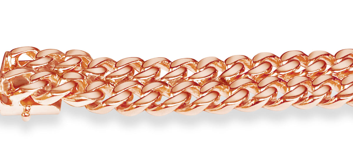 ID Curb Solid White/Yellow/Rose Gold Handmade Bracelet , 16mm, 6.5-10 Inch