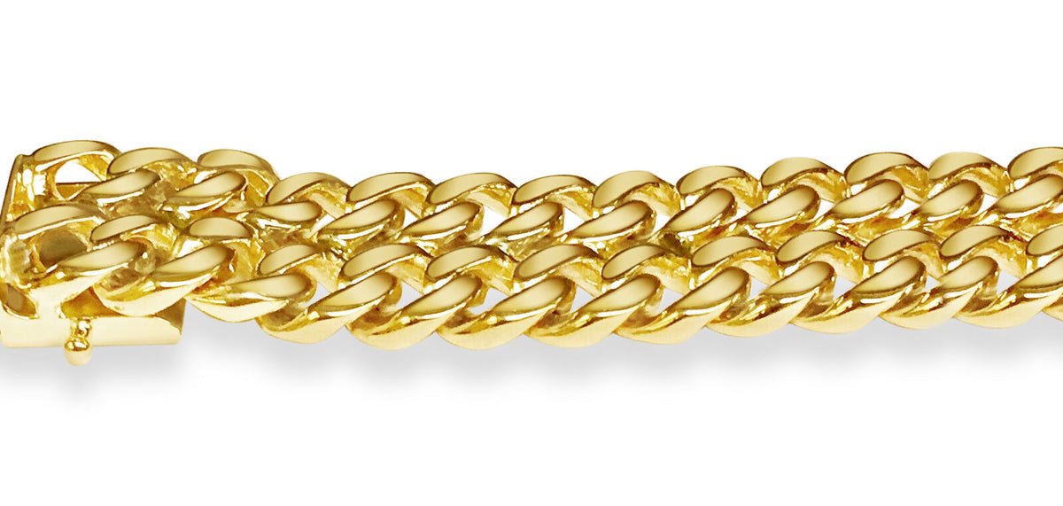 ID Curb Solid White/Yellow/Rose Gold Handmade Bracelet , 16mm, 6.5-10 Inch