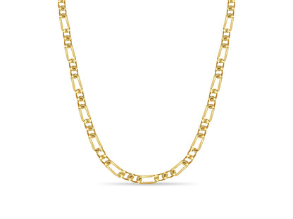 Figaro Solid White/Yellow/Rose Gold Handmade Necklace , 7mm, 16-30 Inch