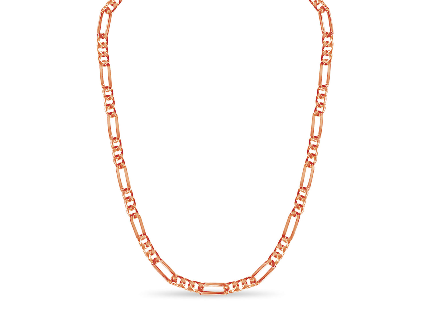 Figaro Solid White/Yellow/Rose Gold Handmade Necklace , 8mm, 16-30 Inch