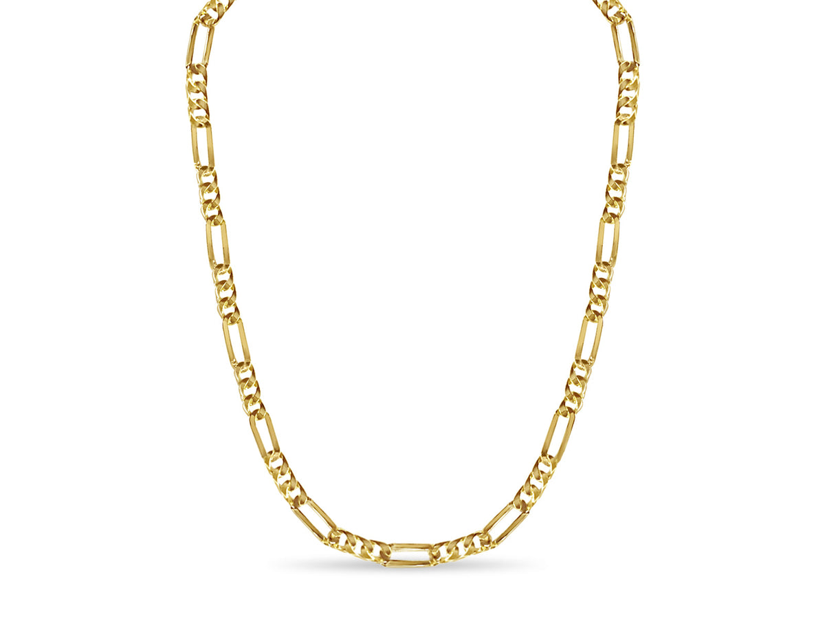 Figaro Solid White/Yellow/Rose Gold Handmade Necklace , 8mm, 16-30 Inch
