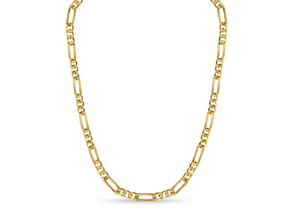 Figaro Solid White/Yellow/Rose Gold Handmade Necklace , 8mm, 16-30 Inch