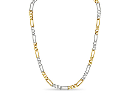 Figaro Solid White/Yellow/Rose Gold Handmade Necklace , 8mm, 16-30 Inch