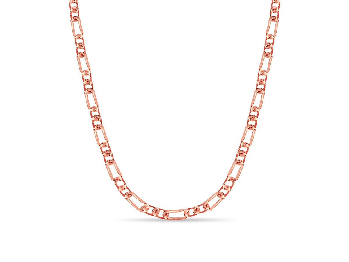 Figaro Solid White/Yellow/Rose Gold Handmade Necklace , 7mm, 16-30 Inch