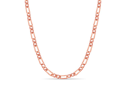 Figaro Solid White/Yellow/Rose Gold Handmade Necklace , 7mm, 16-30 Inch