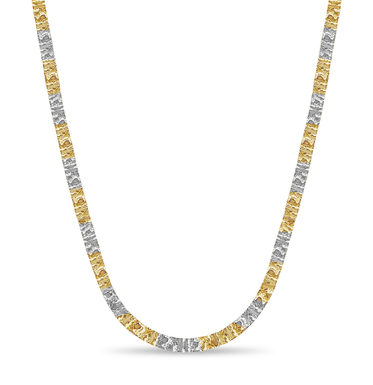 Nugget Solid White/Yellow/Rose Gold Handmade Necklace , 6mm, 16-30 Inch