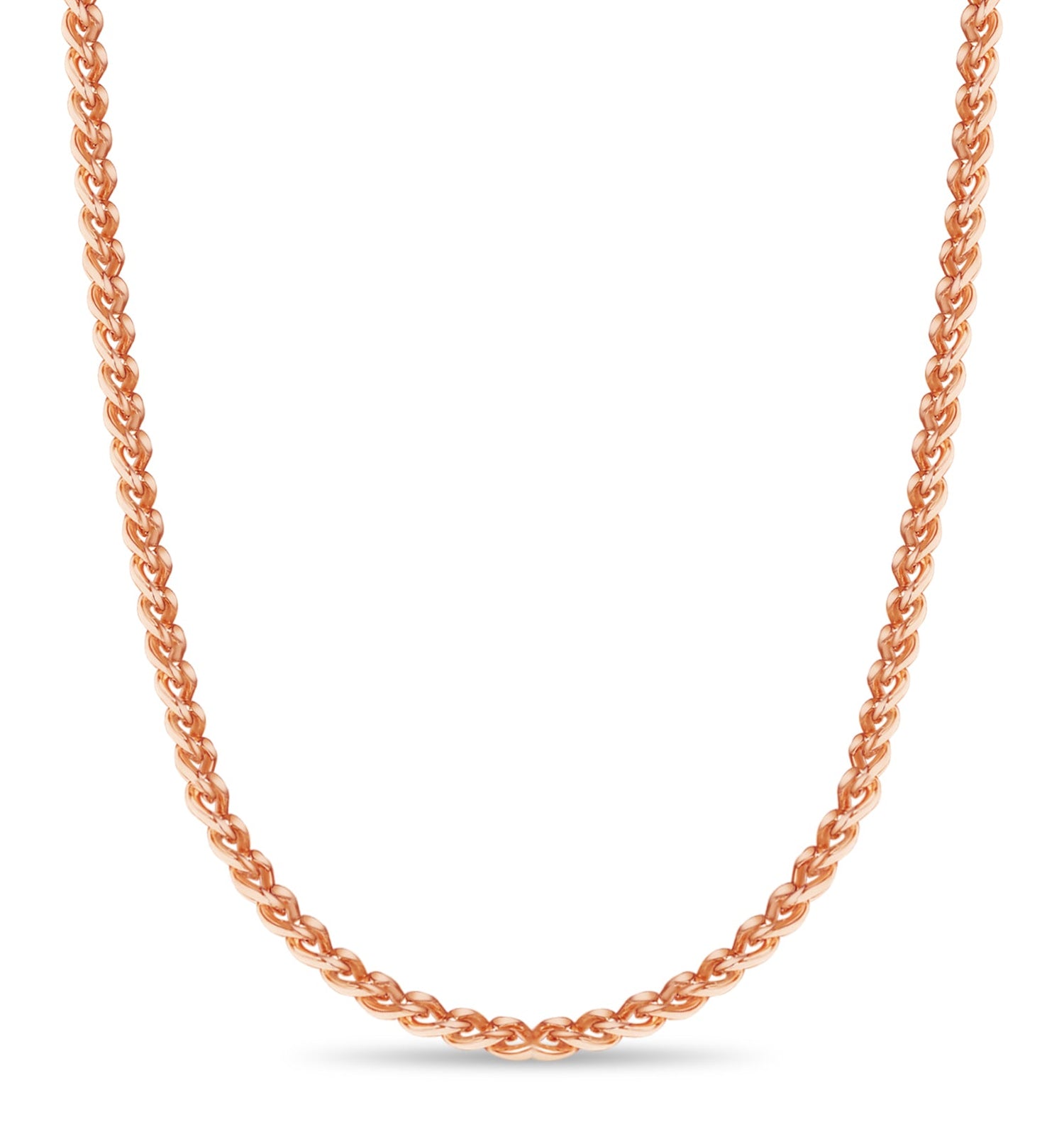 Curb Solid White/Yellow/Rose Gold Handmade Necklace , 8mm, 16-30 Inch