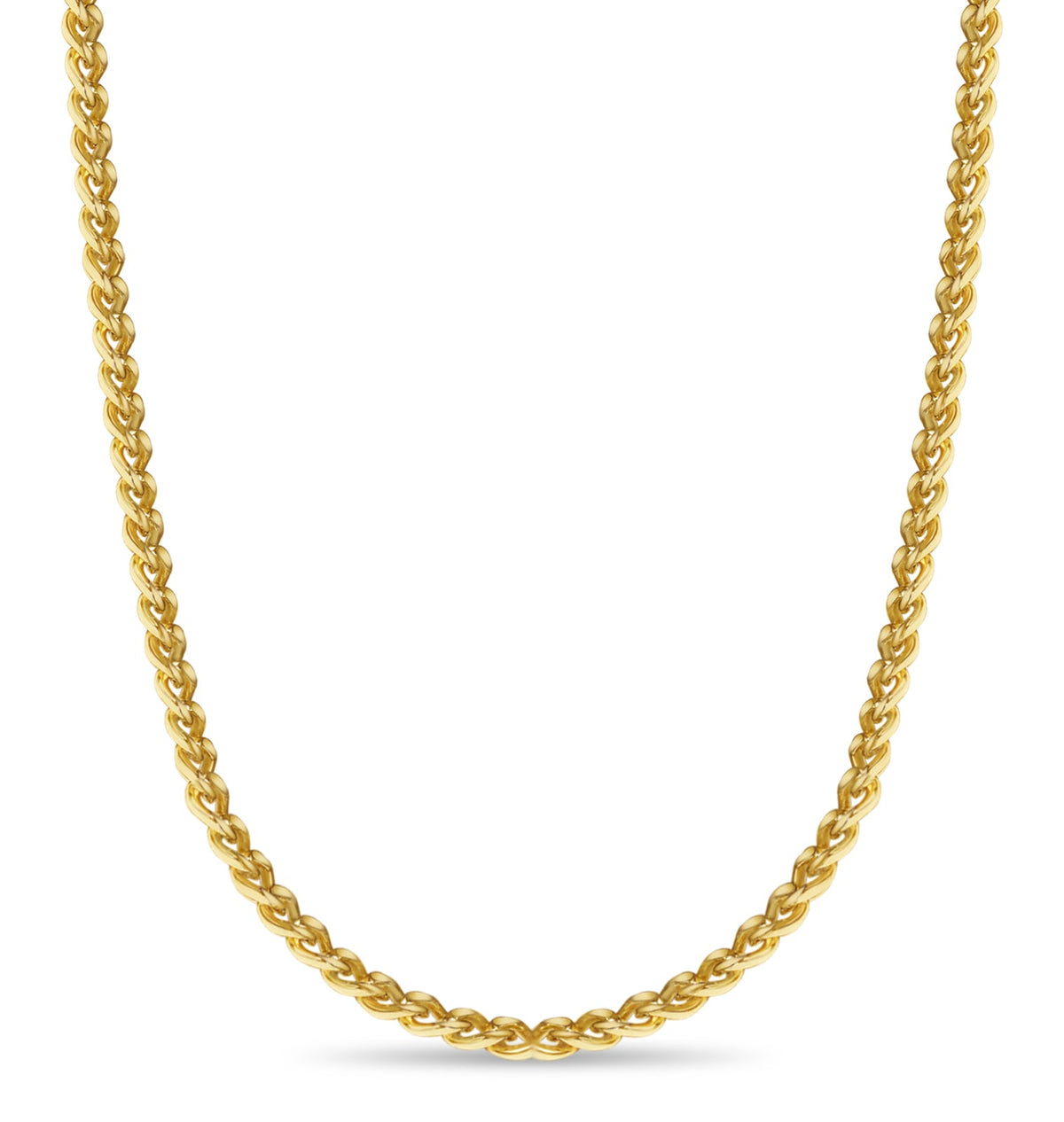 Curb Solid White/Yellow/Rose Gold Handmade Necklace , 8mm, 16-30 Inch