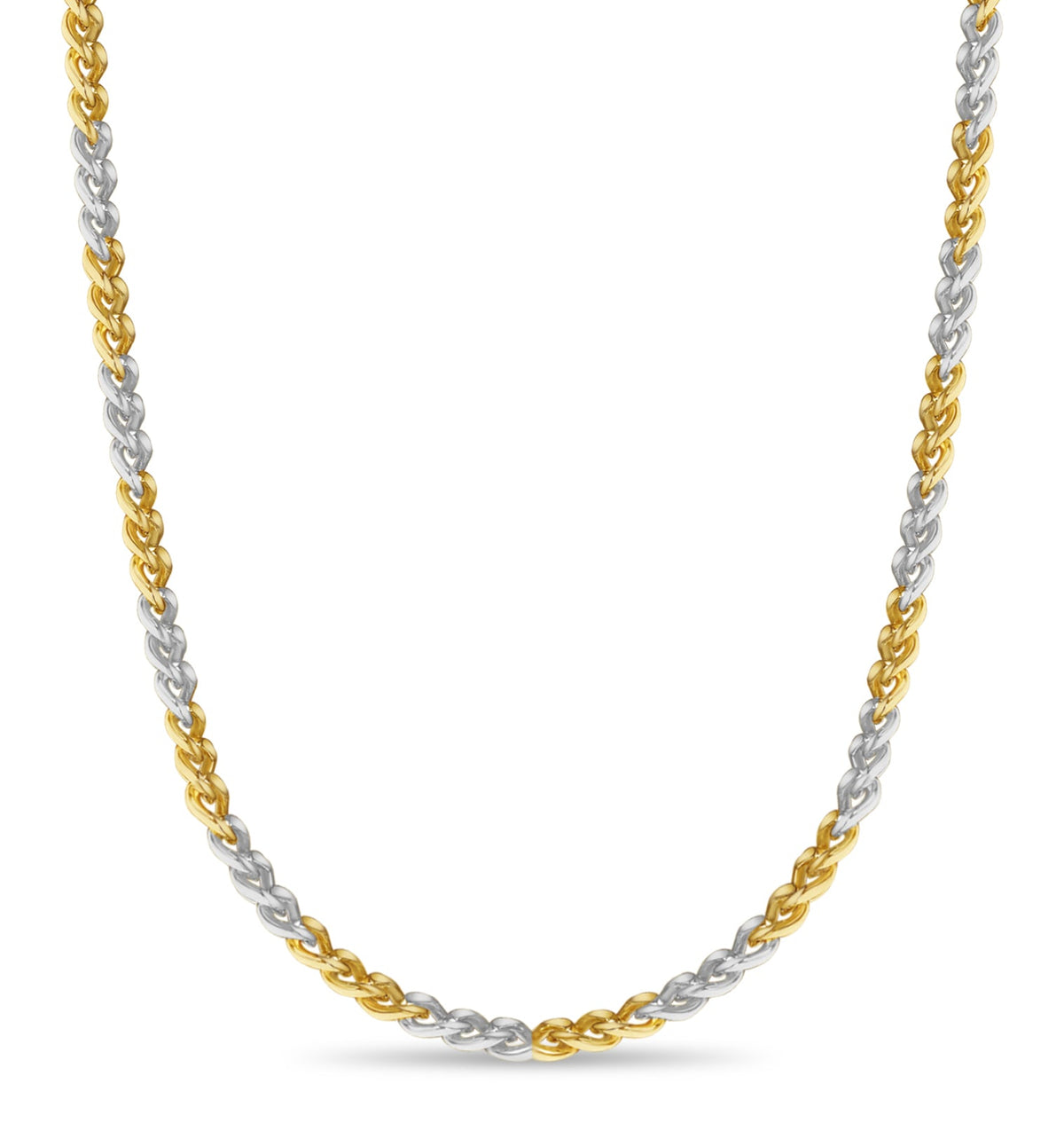 Curb Solid White/Yellow/Rose Gold Handmade Necklace , 8mm, 16-30 Inch