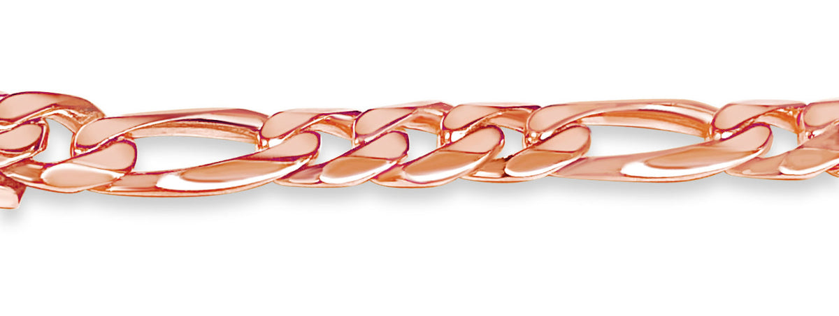 Figaro Solid White/Yellow/Rose Gold Handmade Bracelet , 9mm, 6.5-10 Inch