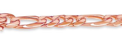 Figaro Solid White/Yellow/Rose Gold Handmade Bracelet , 9mm, 6.5-10 Inch