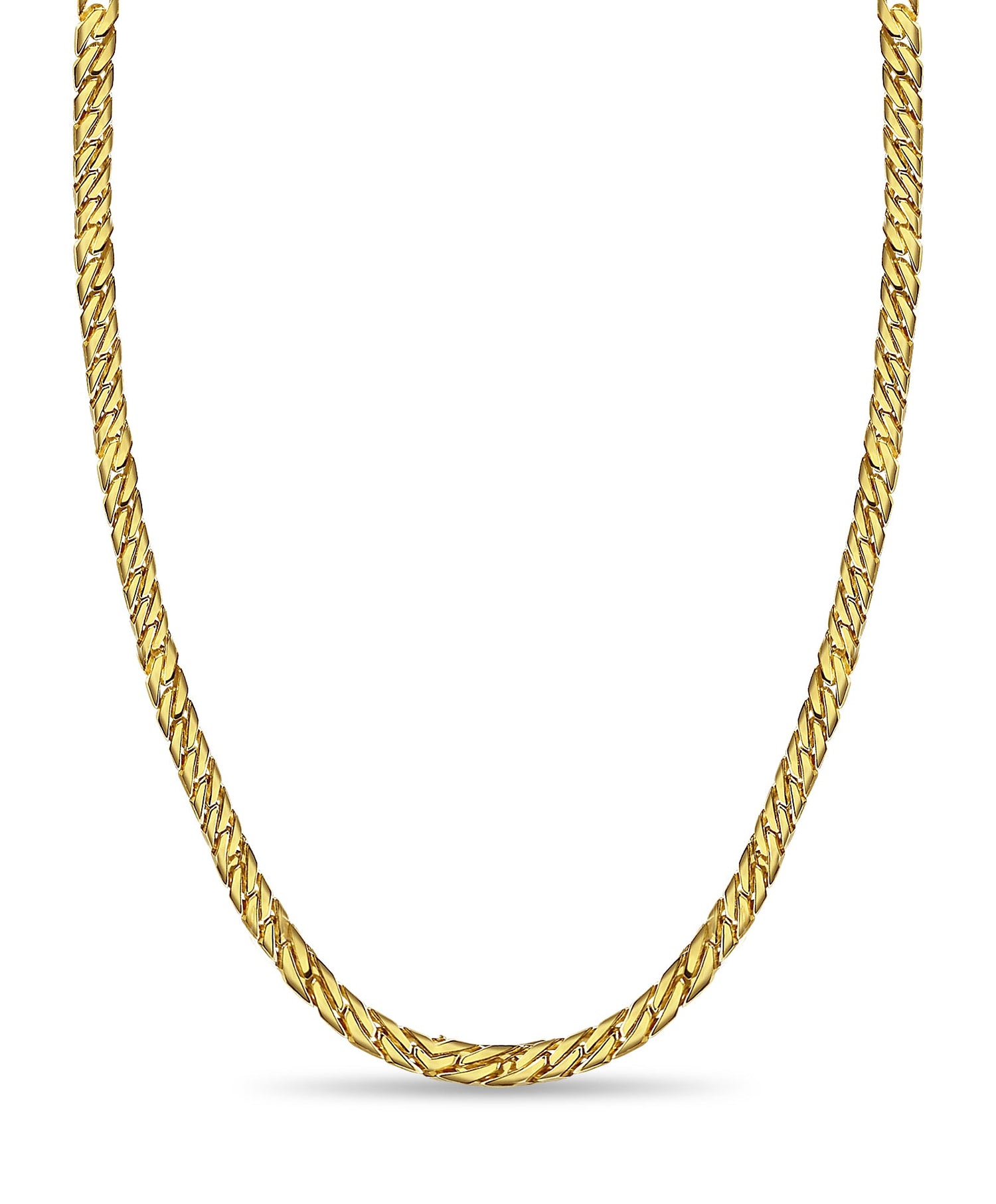 Curb Solid White/Yellow/Rose Gold Handmade Necklace , 8mm, 16-30 Inch