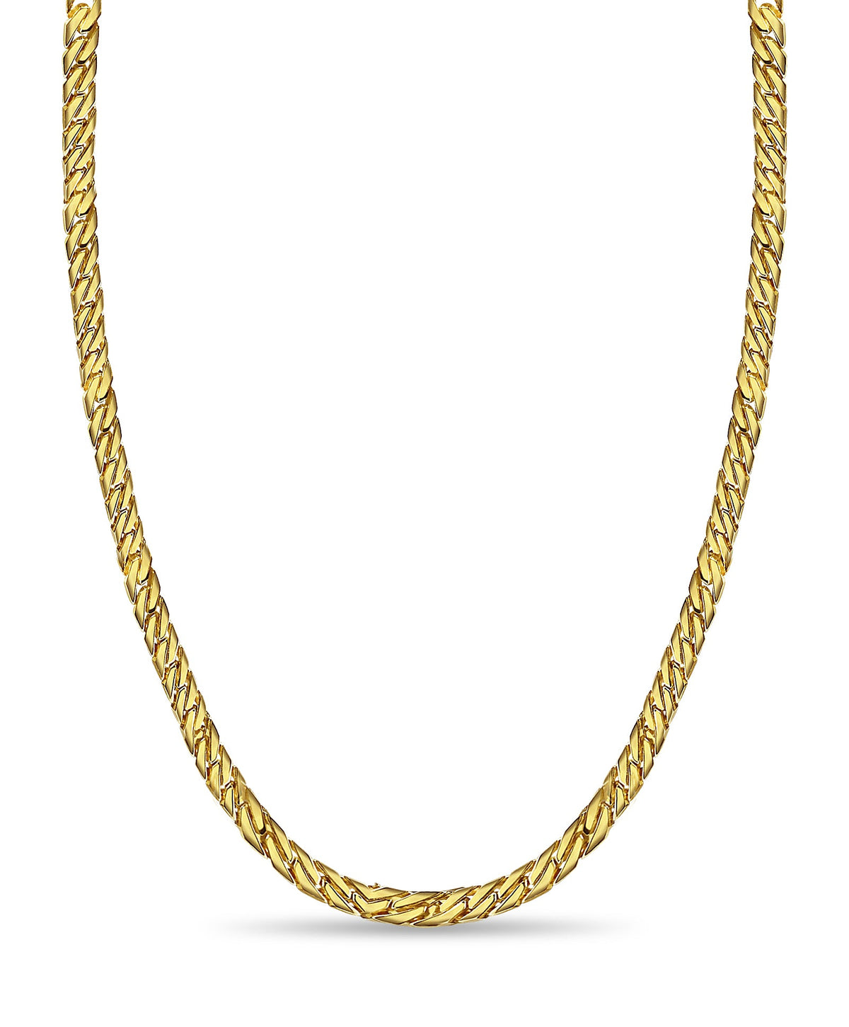 Curb Solid White/Yellow/Rose Gold Handmade Necklace , 8mm, 16-30 Inch
