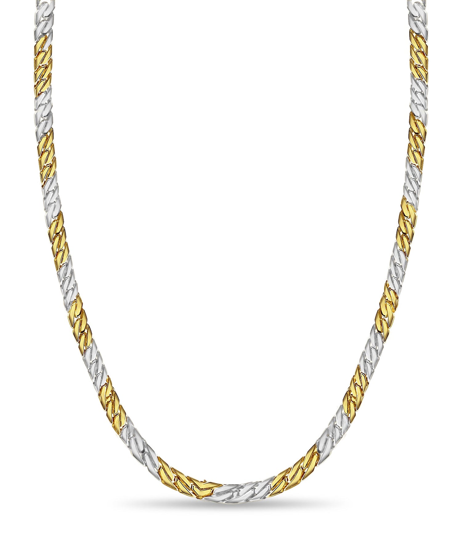 Curb Solid White/Yellow/Rose Gold Handmade Necklace , 8mm, 16-30 Inch