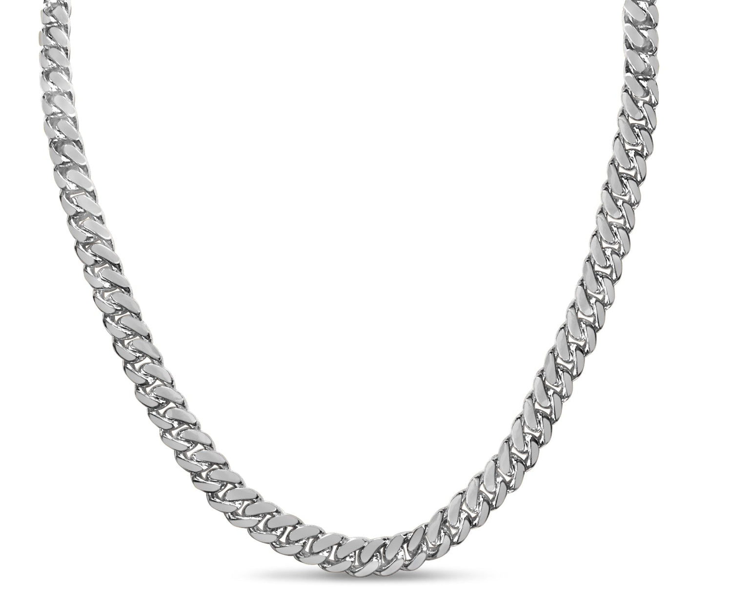Miami Cuban Solid White/Yellow/Rose Gold Handmade Necklace , 7mm, 16-30 Inch