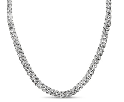 Miami Cuban Solid White/Yellow/Rose Gold Handmade Necklace , 7mm, 16-30 Inch