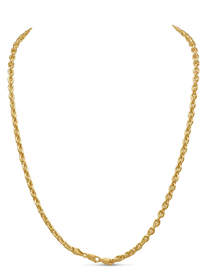 Fancy Rolo Solid White/Yellow/Rose Gold Handmade Necklace , 5mm, 16-30 Inch