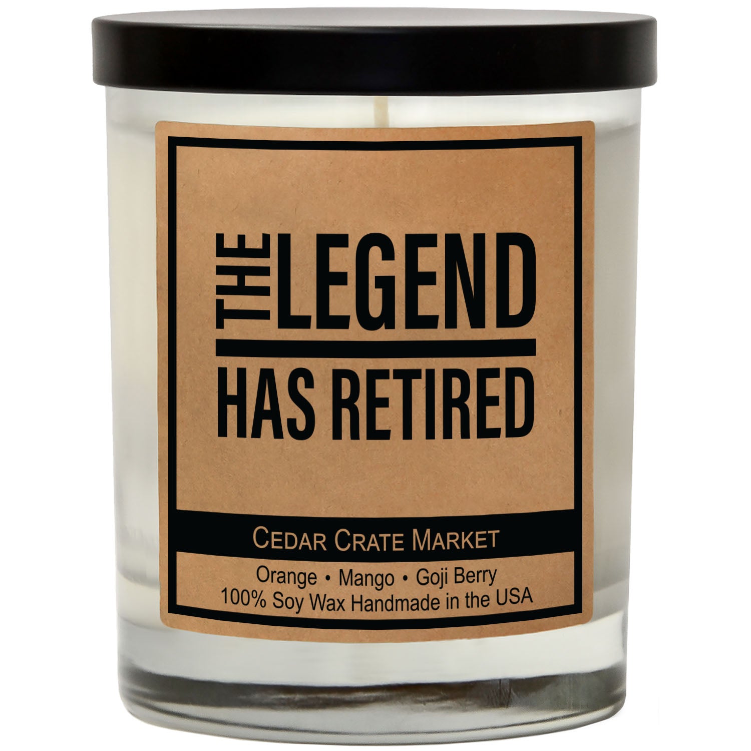 Retirement Candles - The Legend Has Retired, Kraft Soy Jar