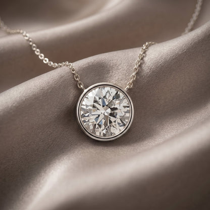 Bezel Set IGI Certified 2 Carat Lab Grown Diamond Solitaire Necklace