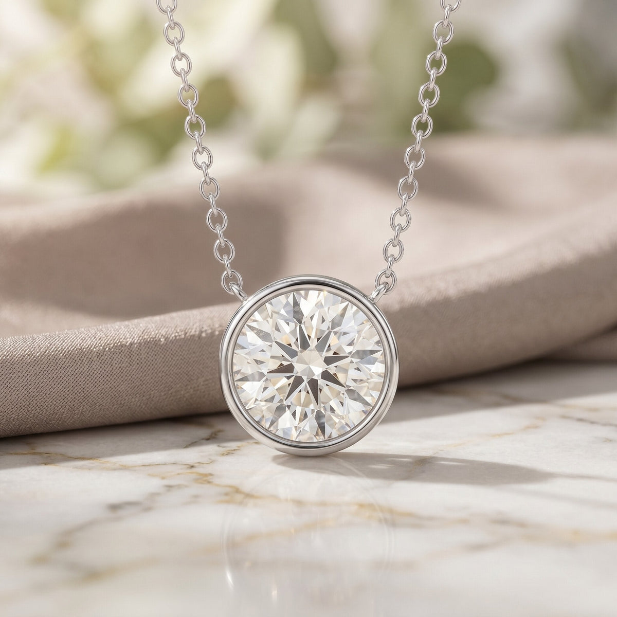 IGI Certified 3 Carat Lab Grown Diamond Solitaire Necklace for Women