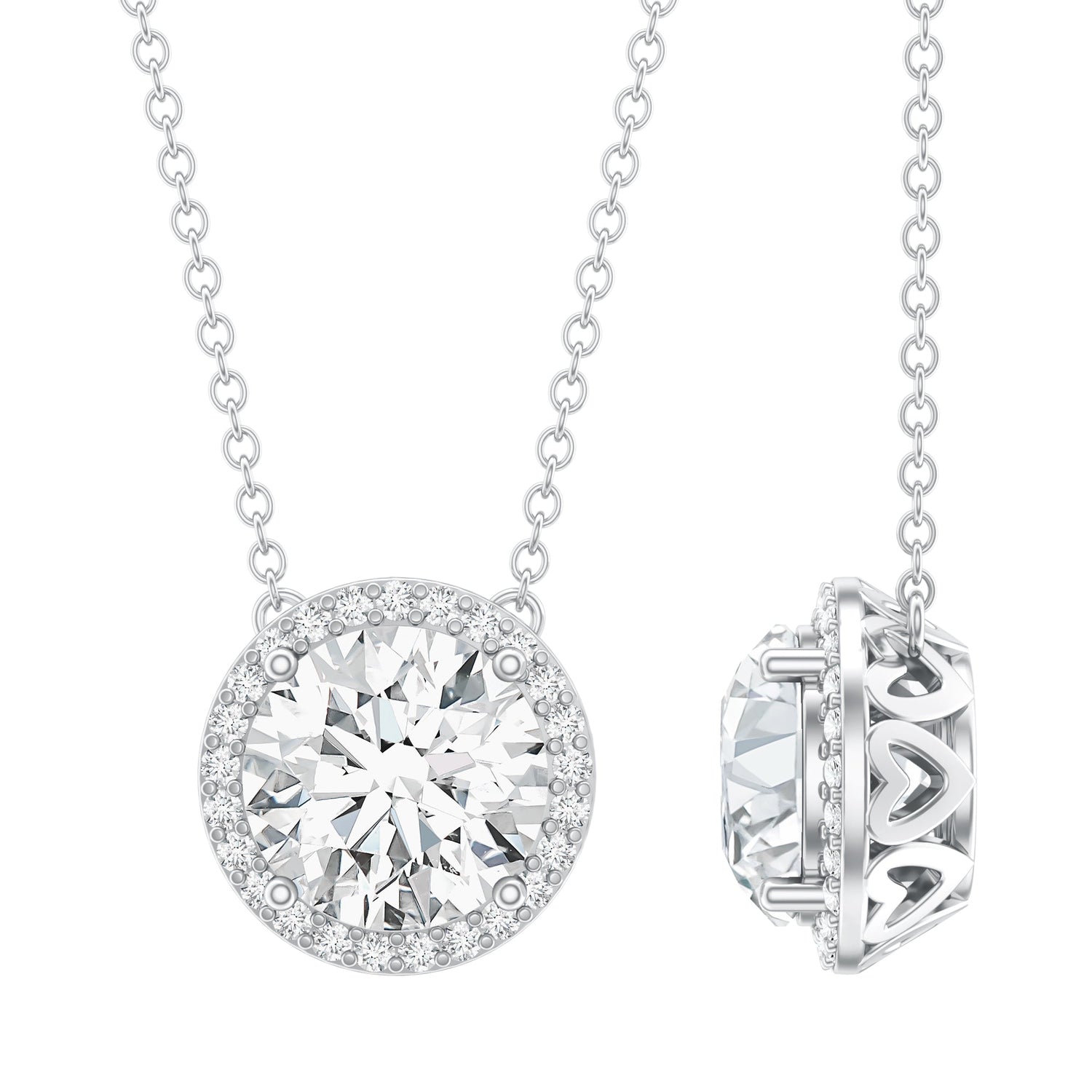 IGI Certified 3 Carat Lab Grown Diamond Necklace with Halo