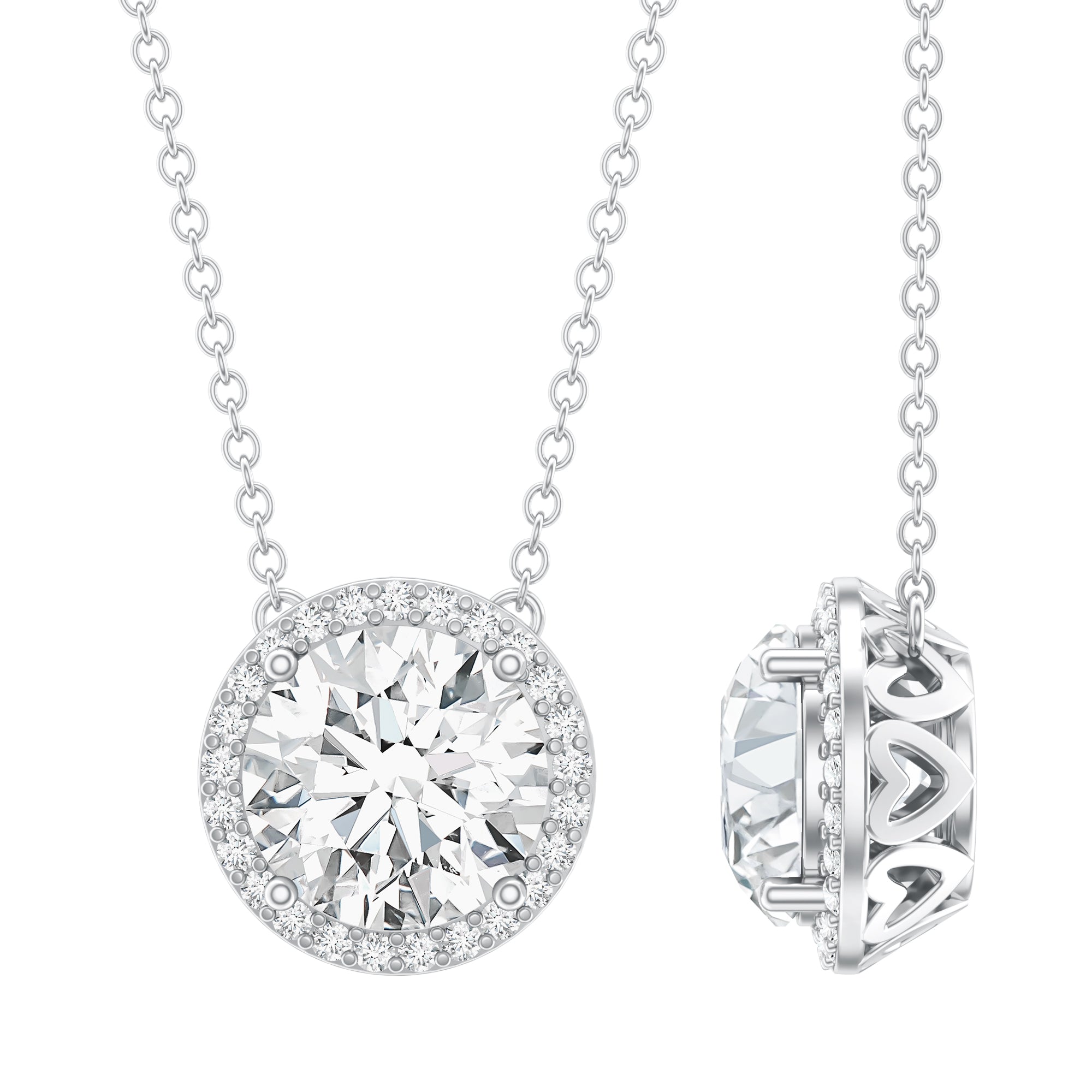 IGI Certified 3 Carat Lab Grown Diamond Necklace with Halo