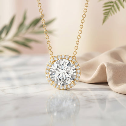 IGI Certified 3 Carat Lab Grown Diamond Necklace with Halo