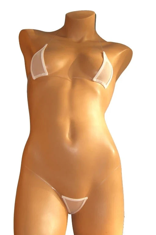 DEKA Sheer Mesh Mini Micro Bikini Set for Ladies Simple Transparent Swimsuit Strap Sensual Lingerie Beachwear Swimwear