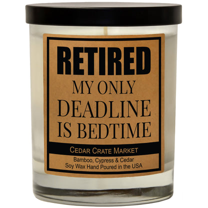 Retirement Candles - My Only Deadline Is Bedtime, Kraft Jar