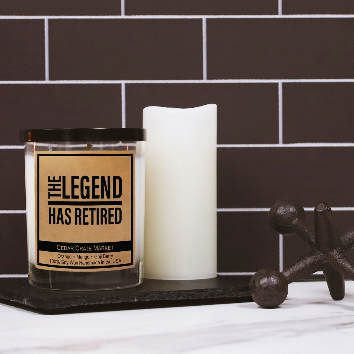 Retirement Candles - The Legend Has Retired, Kraft Soy Jar