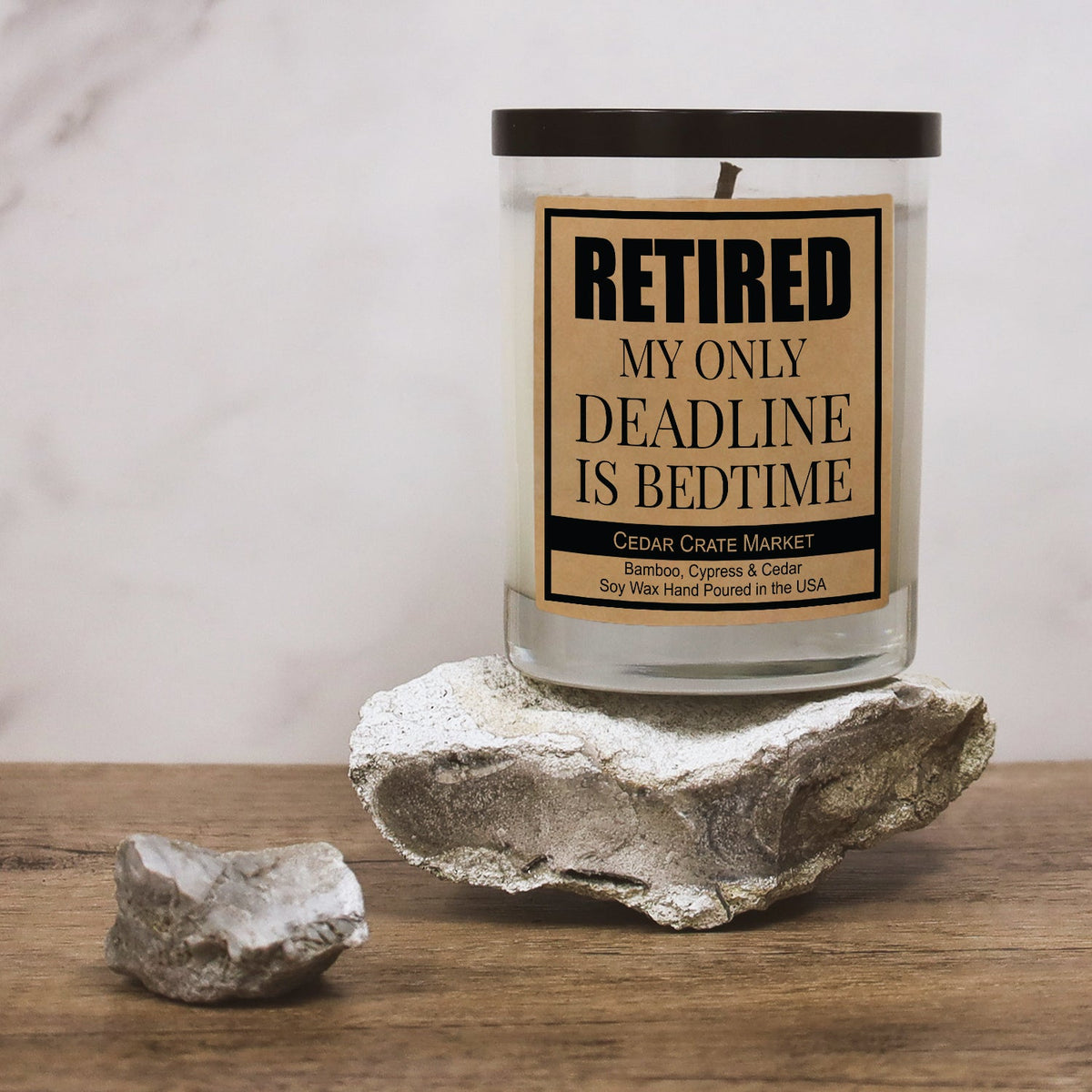 Retirement Candles - My Only Deadline Is Bedtime, Kraft Jar