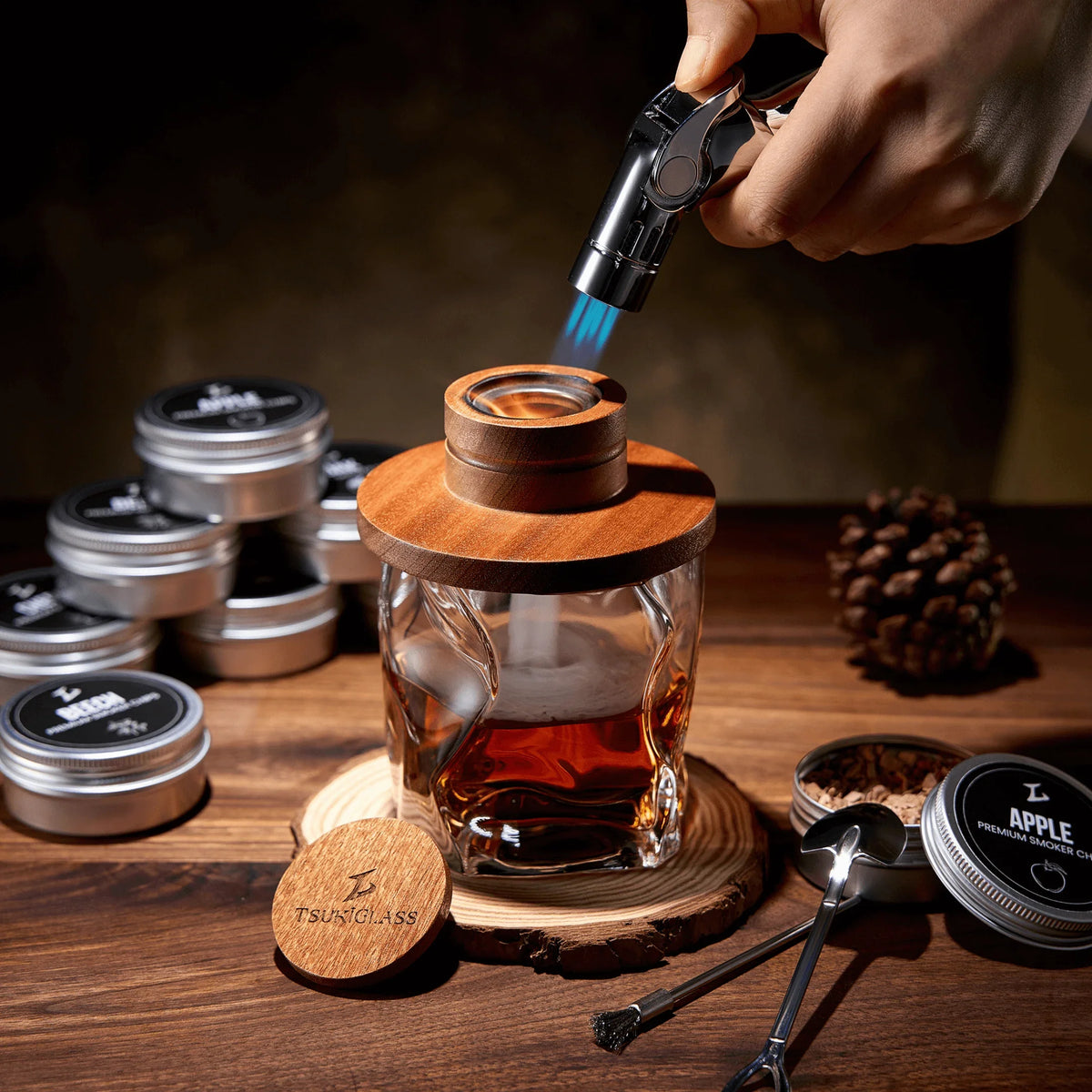 Tsuki Smoker Kit For Whisky &amp; Cocktails (With Torch)
