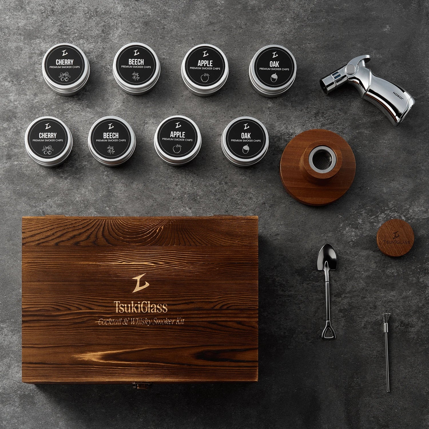 Tsuki Smoker Kit For Whisky &amp; Cocktails (With Torch)