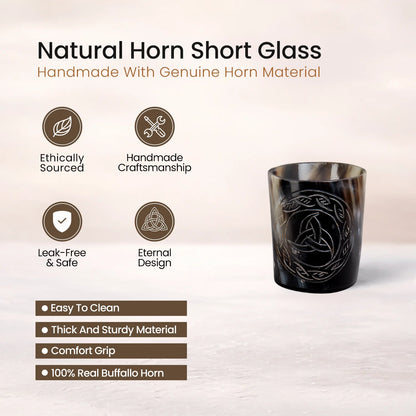 Whiskey Shot Cups Set Eternal Pattern Real Ox Horn 6.5 oz, Pack 4, 8 &amp; 12
