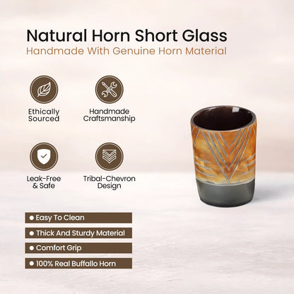 Whiskey Shot Cups Set Chevron Pattern Real Ox Horn 6.5 oz, Pack 4, 8 &amp; 12