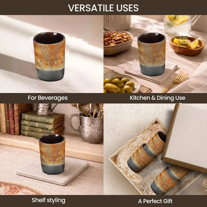 Whiskey Shot Cups Set Chevron Pattern Real Ox Horn 6.5 oz, Pack 4, 8 &amp; 12