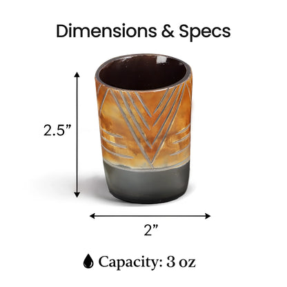Whiskey Shot Cups Set Chevron Pattern Real Ox Horn 6.5 oz, Pack 4, 8 &amp; 12