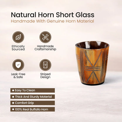 Whiskey Shot Cups Set Crossroad Pattern Real Ox Horn 6.5 oz, Pack 4, 8 &amp; 12