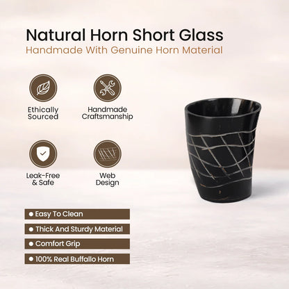 Whiskey Shot Cups Set Web Pattern Real Ox Horn 6.5 oz, Pack 4, 8 &amp; 12
