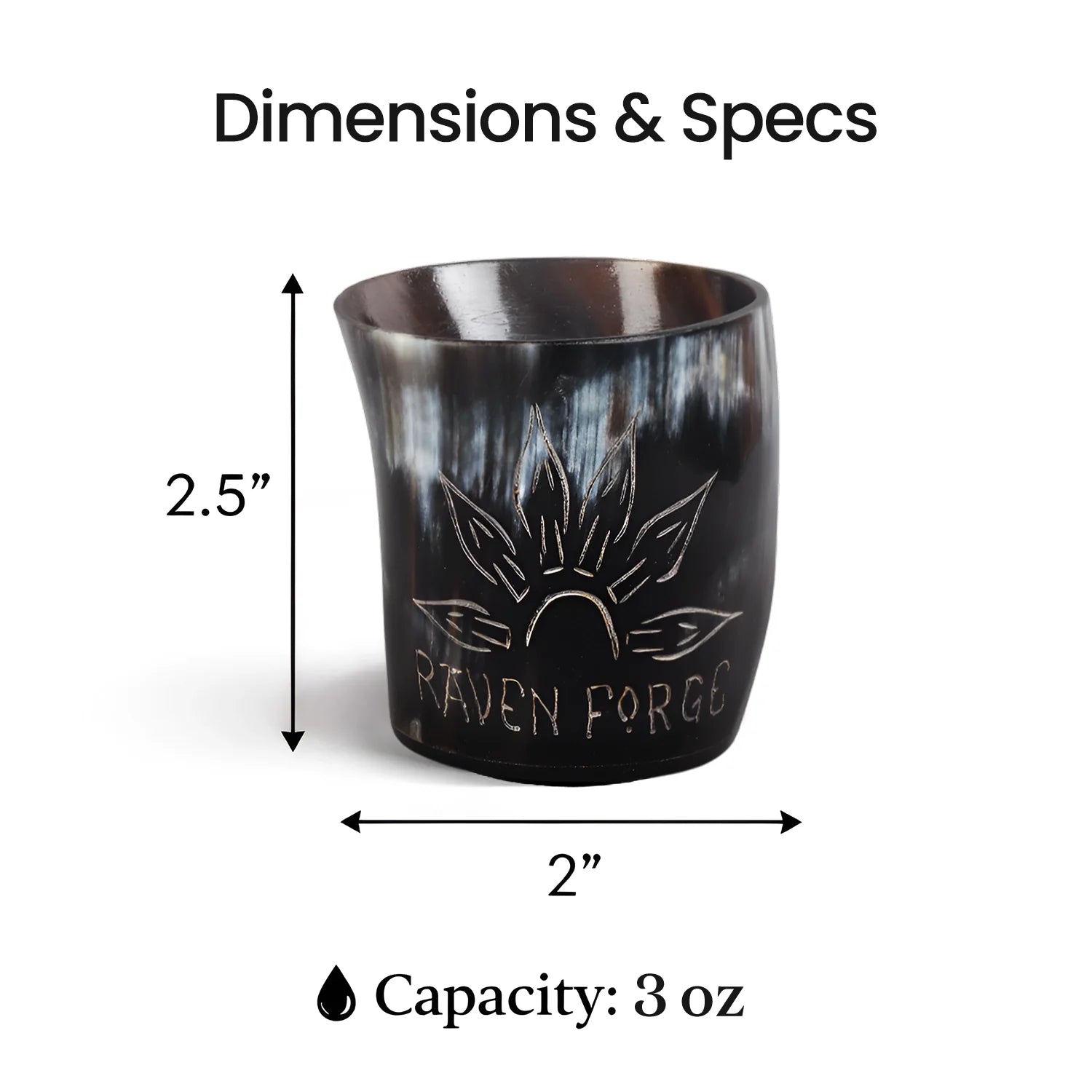 Whiskey Shot Cups Set Sunburst Pattern Real Ox Horn 6.5 oz, Pack 4, 8 &amp; 12