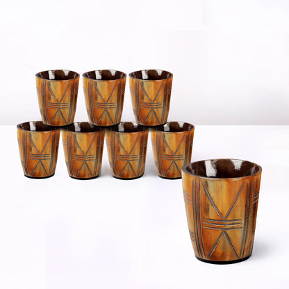 Whiskey Shot Cups Set Crossroad Pattern Real Ox Horn 6.5 oz, Pack 4, 8 &amp; 12